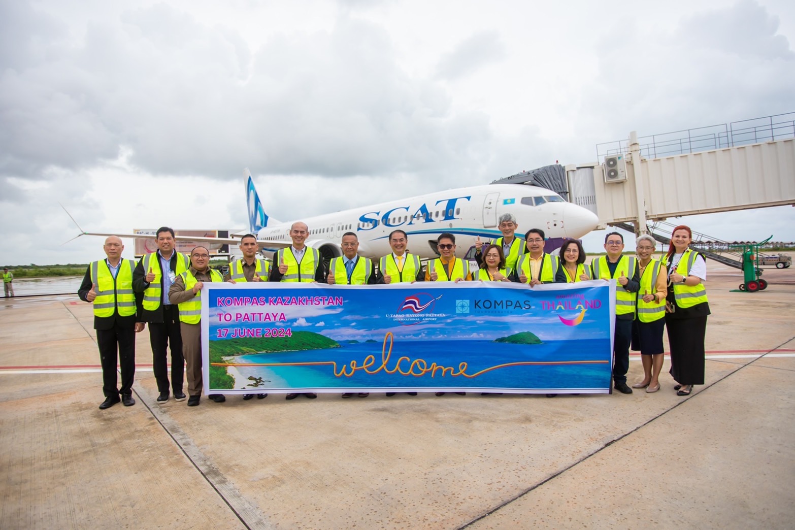 ททท. ร่วมต้อนเที่ยวบินปฐมฤกษ์สายการบิน Scat Airlines จากคาซัคสถาน เส้นทางการบินตรงกรุงอัลมาตี - ท่าอากาศยานนานาชาติอู่ตะเภา ระยอง - พัทยา ขยายตลาดคุณภาพสู่แหล่งท่องเที่ยวภาคตะวันออก