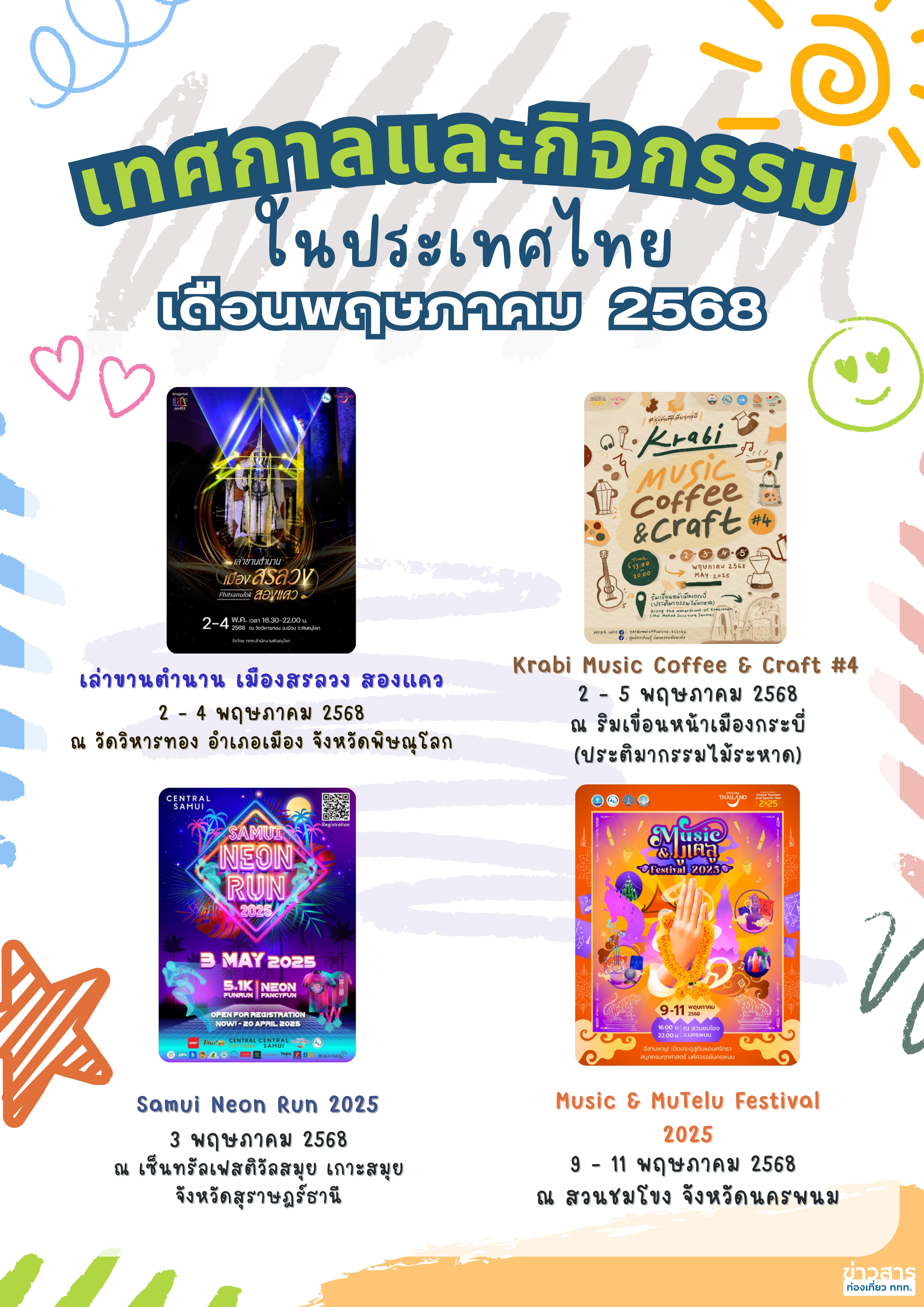 ปฏิทินกิจกรรมท่องเที่ยวไทยเดือนพฤษภาคม 2568